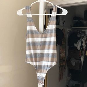 Striped free people bodysuit